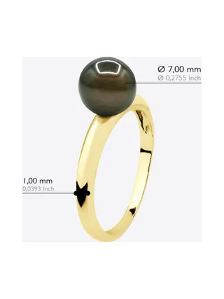 Bague Jonc Véritable Perle de Tahiti Ronde 7.5-8 mm — Or Jaune 375 Millièmes 5