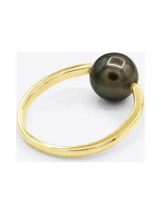 Bague Jonc Véritable Perle de Tahiti Ronde 8-9 mm — Or Jaune 375 Millièmes 5