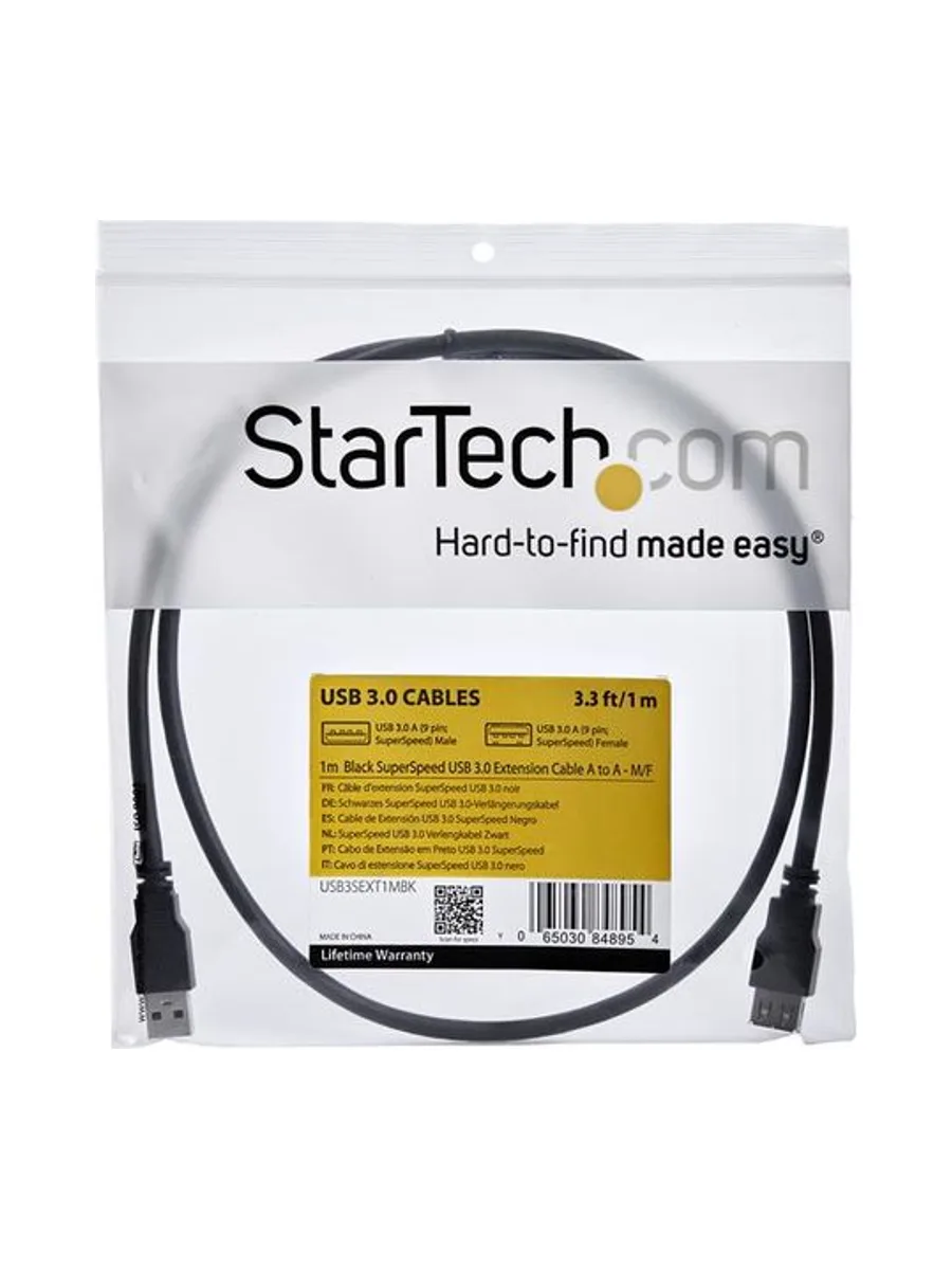 1m Black USB 3.0 Extension Cable M/F 5