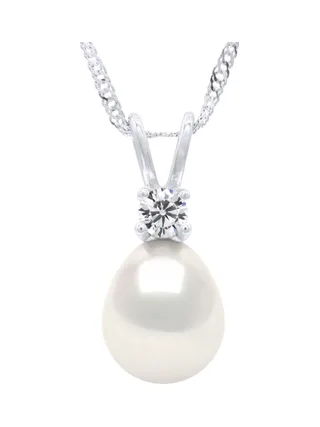 Collier Maille Singapour Véritables Perles d'Eau Douce Poires 9 mm — Argent 925 Millièmes — 42 cm 2