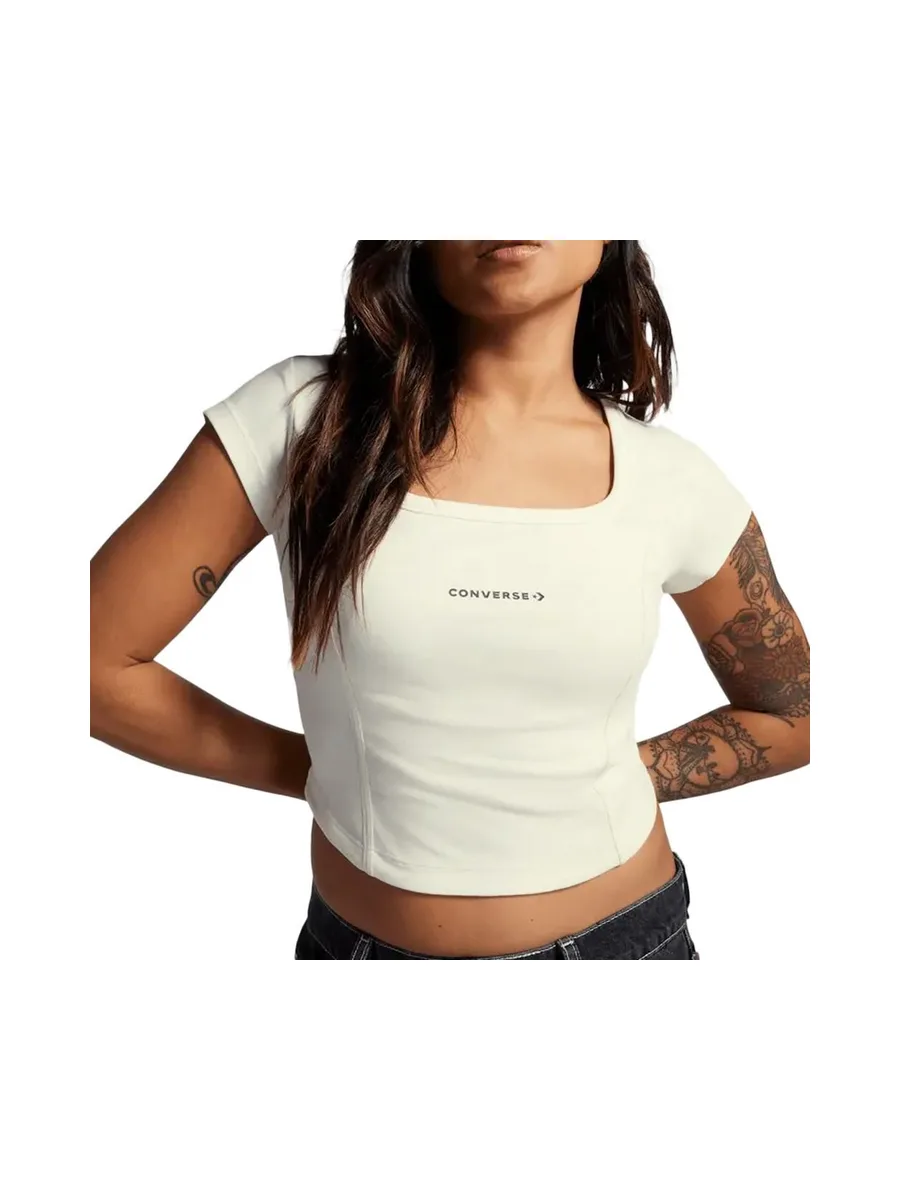 T-Shirt Blanc Femme Converse Corset 2