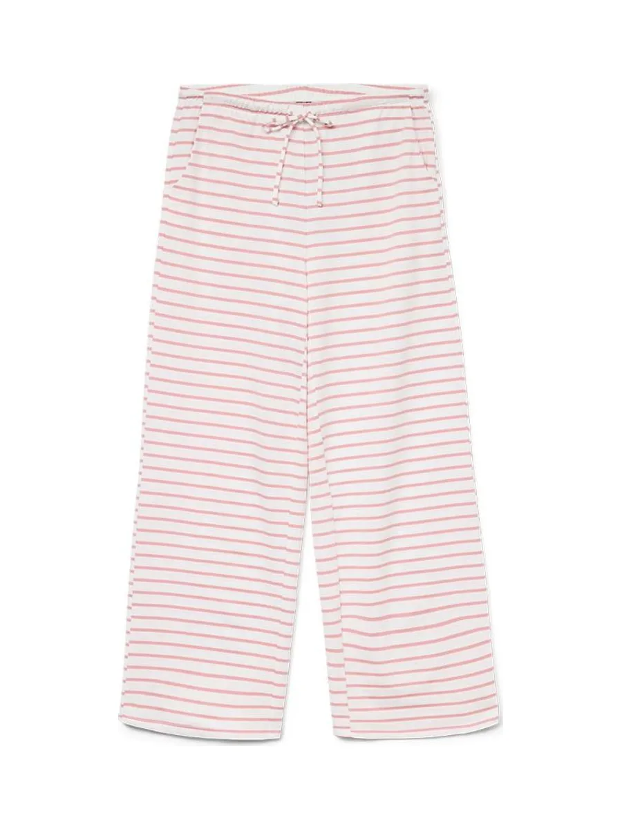 Pantalon Blanc/Roses à rayures Femme Vero Moda Malma 1