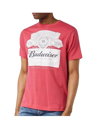 T-Shirt Rouge Homme Budweiser Label 1