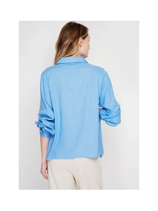 Blouse col chemise évasée à manche longueur 3