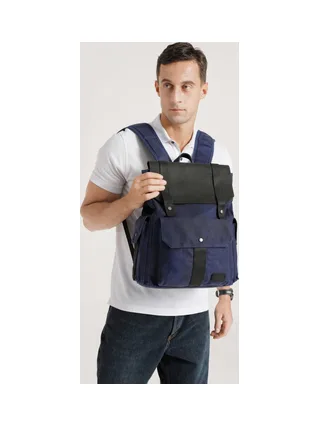 ALI - Sac à dos en cuir véritable et toile enduite - Bleu 8