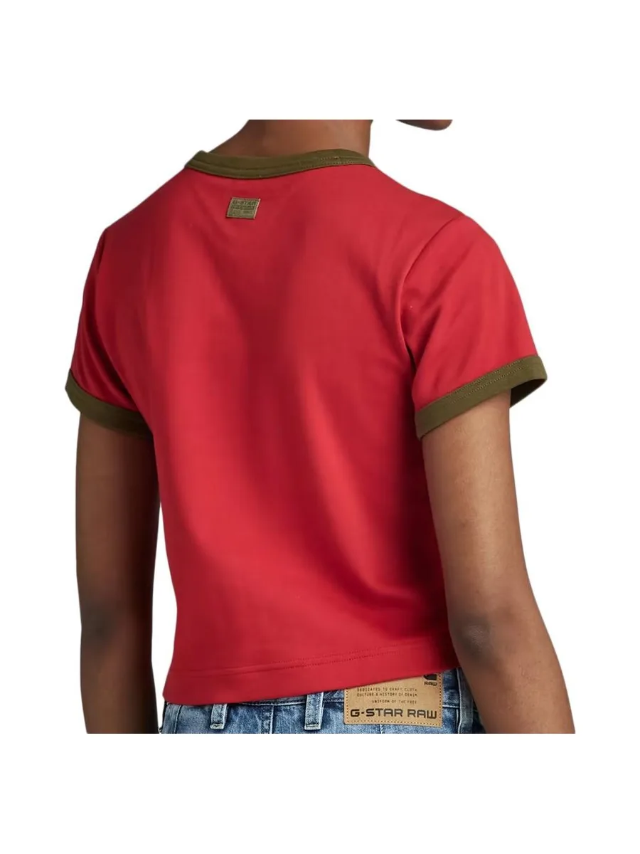 T-shirt Rouge Femme G-Star Raw Ringer Baby 3