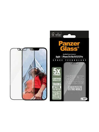 PanzerGlass ® Ceramic Screen Protector iPhone 17e | 16e | 14 | 13 Pro | 13 | Ultra-Wide Fit w. EasyAligner 2