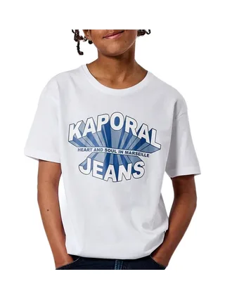 T-shirt Blanc/Bleu Garçon Kaporal Ticlass3 Mc 1
