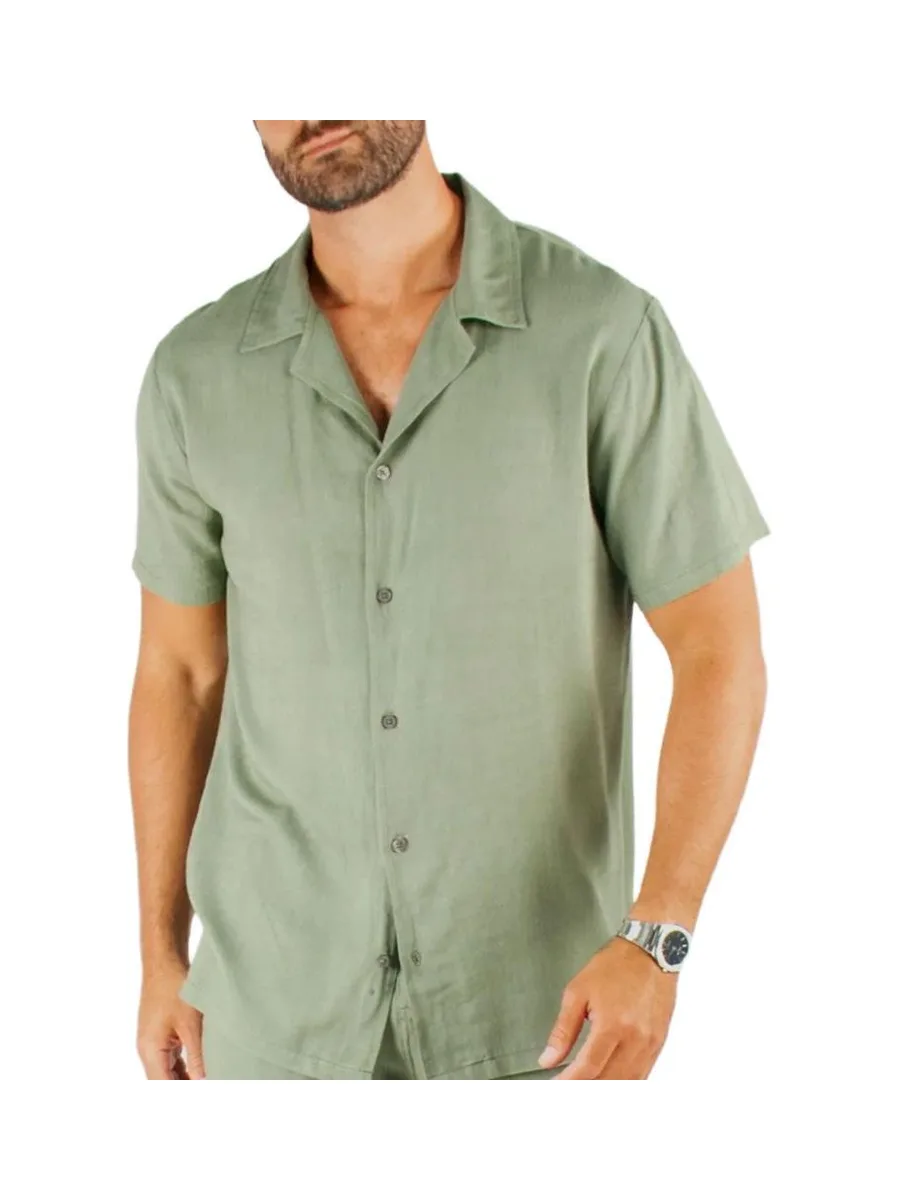 Chemise Kaki Homme Paname Brothers Lin Ficelle 2