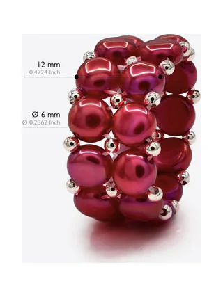 Bague 2 Rangs Véritables Perles d'Eau Douce 4 mm 5