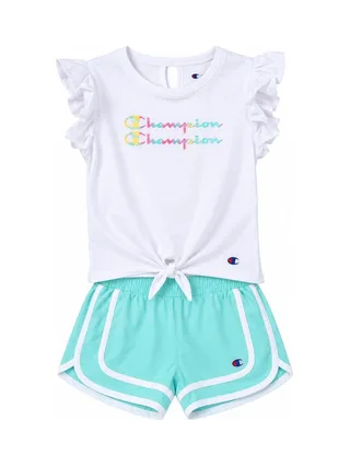 Ensemble Blanc/Turquoise Fille Champion C414ST888 1