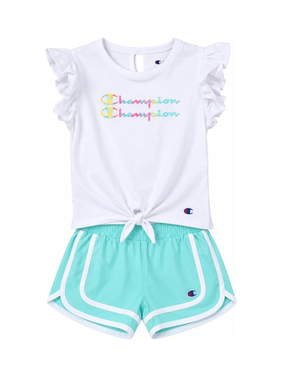 Ensemble Blanc/Turquoise Fille Champion C414ST888 2
