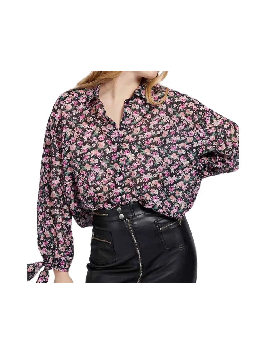 Chemise Noire/Rose Femme Guess W1GH0JWCVF0 2