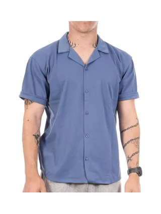 Chemise Manches Courtes Bleu Homme Paname Brothers DOV 1