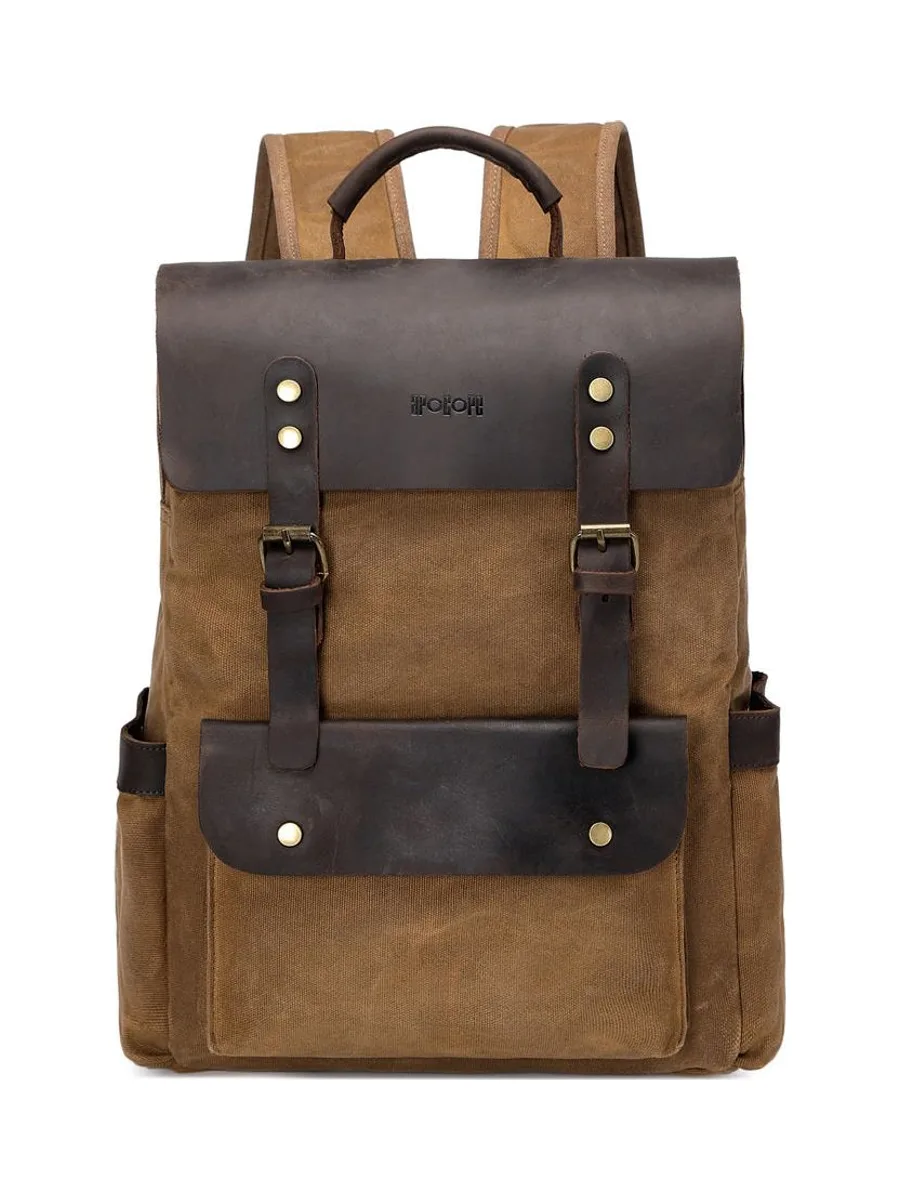 ED - Sac à dos en cuir véritable et toile enduite - Bleu 41