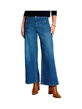 Jean large femme bleu brut Morgan PBIANCA 1