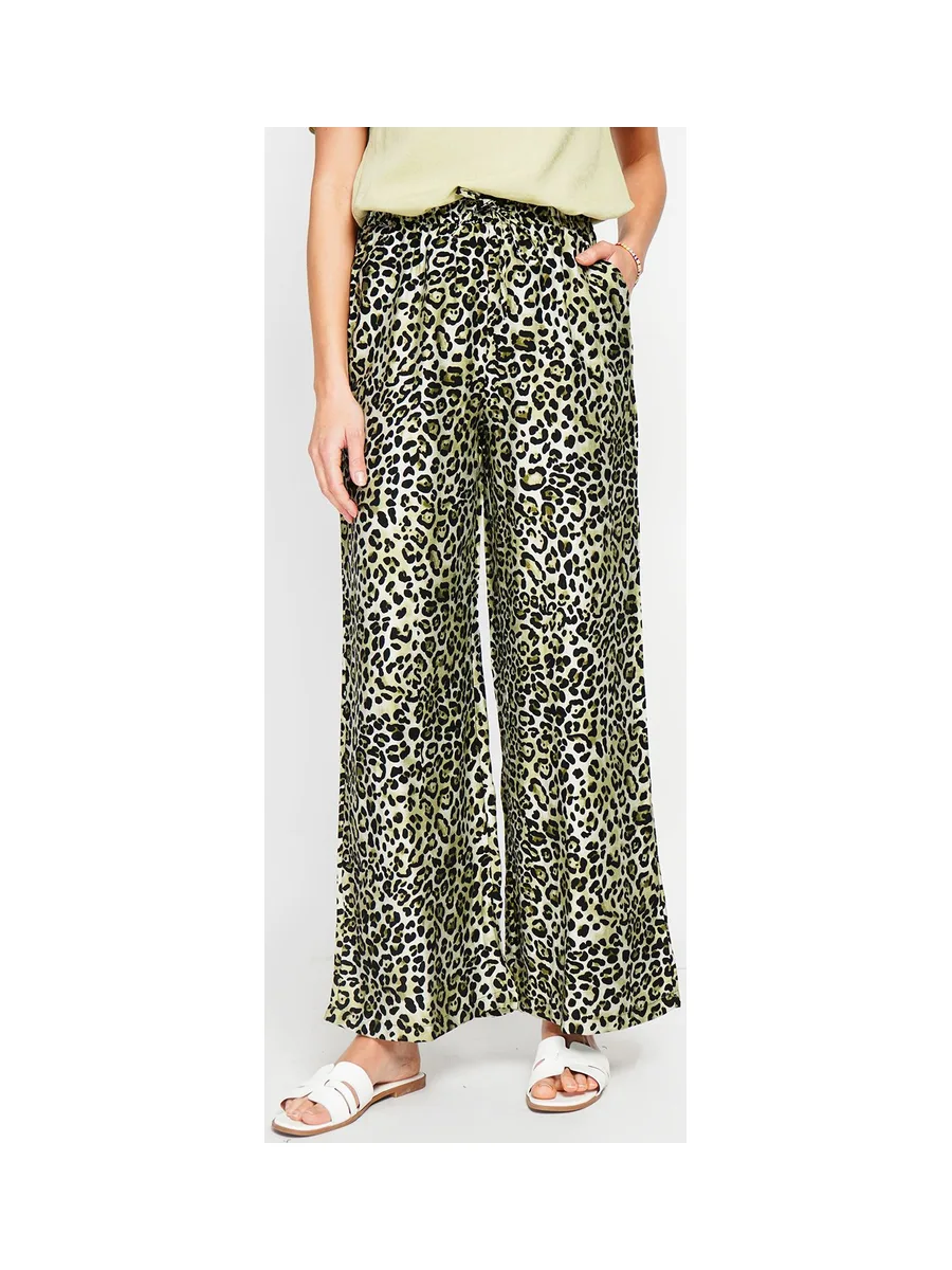 Pantalon taille haute en léopard avec cordons de serrage avec poches 10