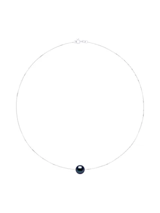 Collier Véritable Perle d'Eau Douce Ronde 9-10 mm — Or Blanc 375 Millièmes — 42 cm 2