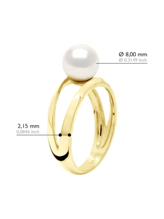 Bague Véritable Perle d'Eau Douce Ronde 8-9 mm — Or Jaune 375 Millièmes 3