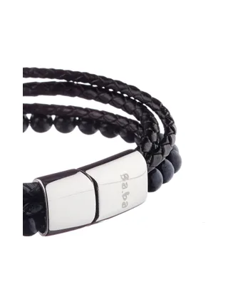 Bracelet Lilas - cuir et pierres naturelles 3