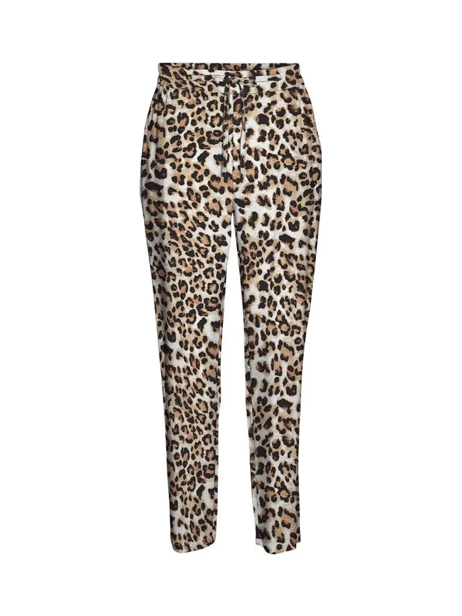 Pantalon fluide Léopard Noir/Beige Femme Vero Moda Easy Joy 4