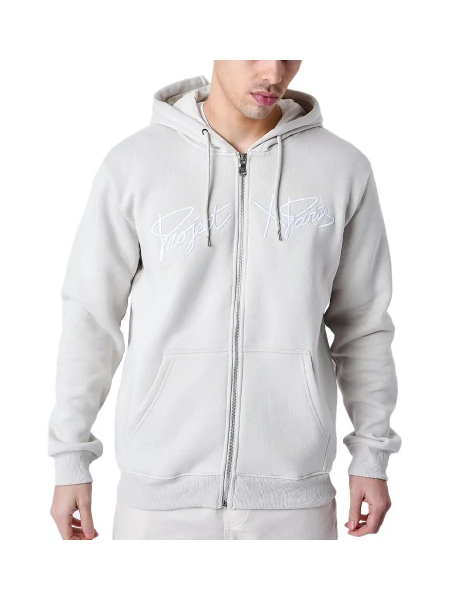 Sweat Zippé Beige Homme Project X Paris Broderie Origin 2