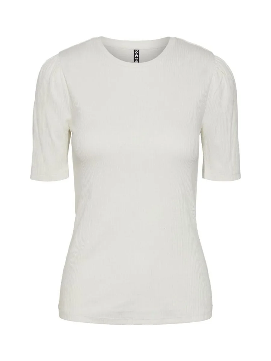 T-Shirt Blanc Femme Pieces Cruka 4