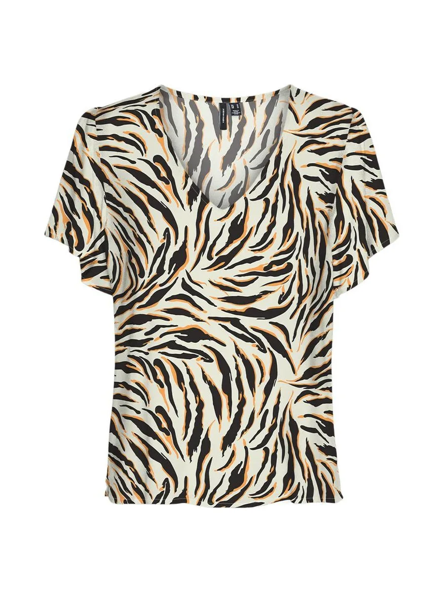 T-Shirt Blanc/Noir Femme Vero Moda Easy Joy 2