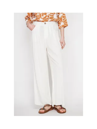 Pantalon coupe ajusté à jambe large fermeture zippée avec ceinture 4