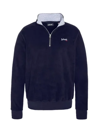Sweat Polaire Marine Homme Schott Half Zipped 1