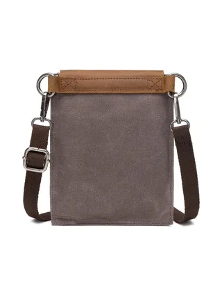 VAL - Pochette bandoulière en cuir véritable et toile enduite - Bleu 20