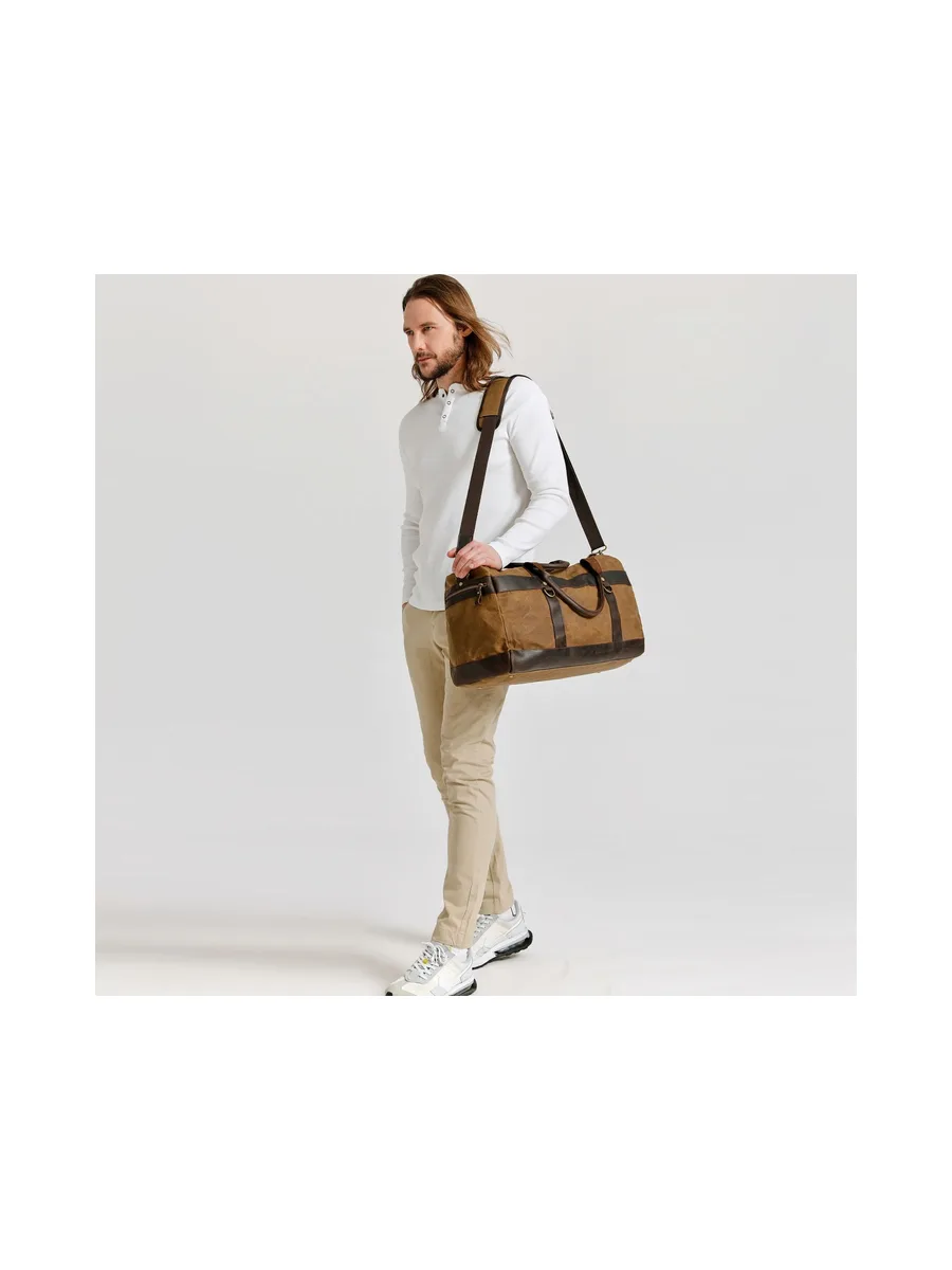 VLAD - Sac de voyage en cuir véritable et toile enduite - Bleu 43