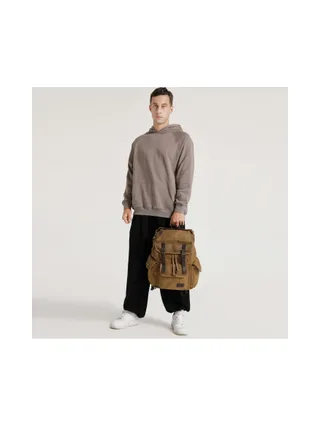 BILL - Sac à dos en cuir véritable et toile enduite - Bleu 14