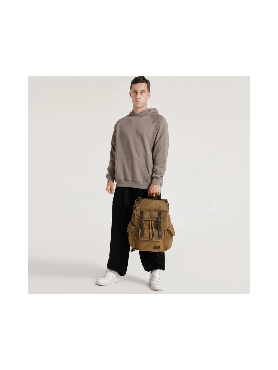 BILL - Sac à dos en cuir véritable et toile enduite - Bleu 47