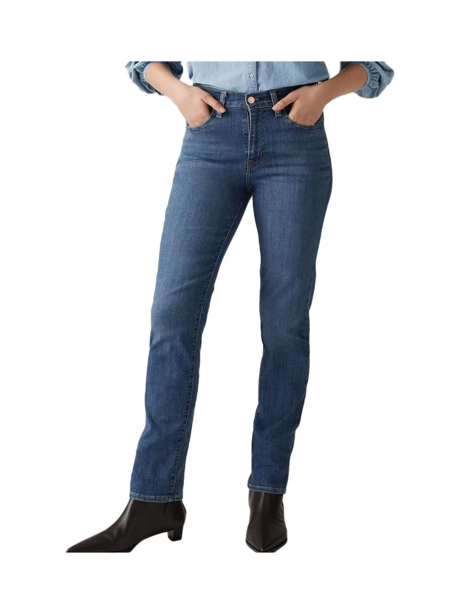 Jean 724 Bleu Foncé Femme Levi's High Rise Straight Med 2