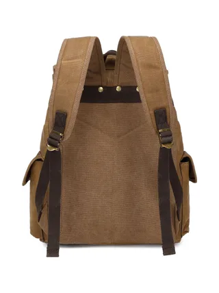 BILL - Sac à dos en cuir véritable et toile enduite - Bleu 13
