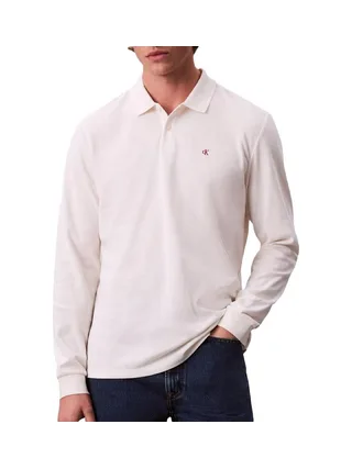 Polo Manches longues Blanc Homme Calvin Klein Casual Pique 1