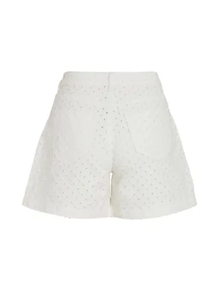 Short Blanc Femme Vila Vipolly Pointelle Denim 2