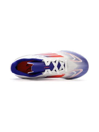 Chaussures de futsal Blanches/Bleu Garçon Adidas F50 League 4