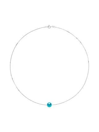 Collier Maille Forçat Perle d'Eau Douce Traversante 8-9 mm — Argent 925 Millièmes Rhodié — 42 cm 2