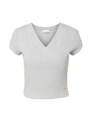 T-Shirt Gris Femme Calvin Klein Jeans Label Ri-cloud 2