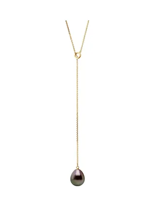 Collier Véritable Perle de Tahiti Poire 8-9 mm — Or Jaune 375 Millièmes — 45 cm 1