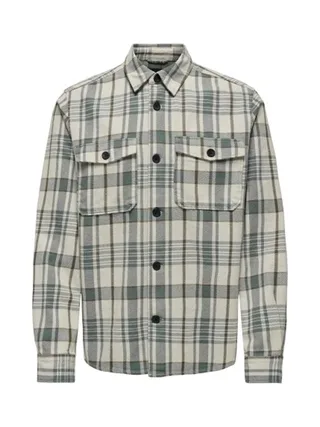 Chemise Beige/Verte Homme Only & Sons Milo 3
