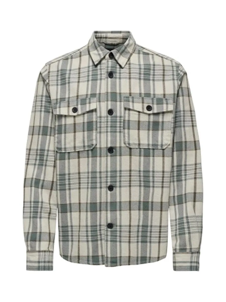 Chemise Beige/Verte Homme Only & Sons Milo 4