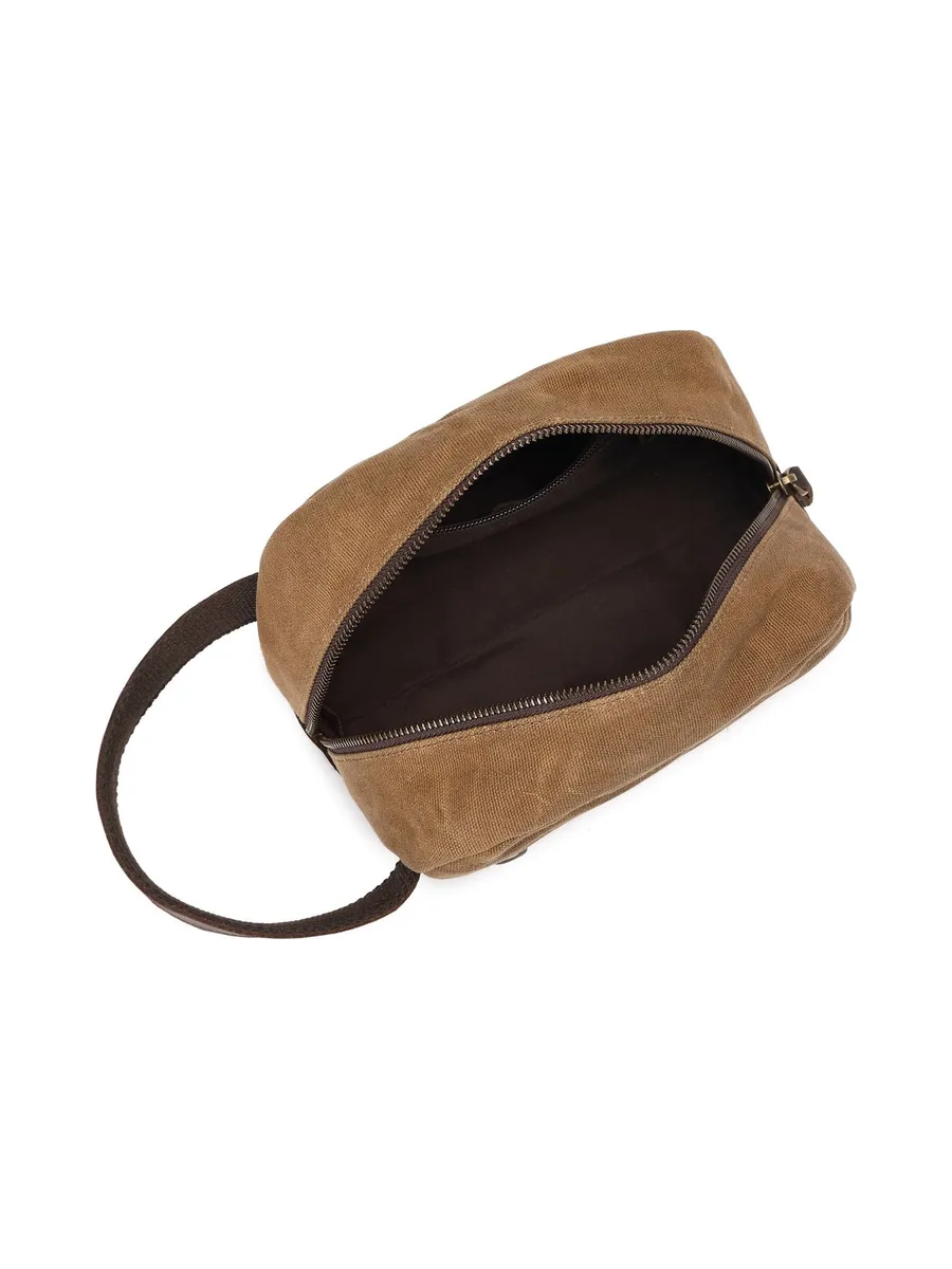 TONY - Trousse de toilette en cuir véritable et toile enduite - Bleu 46