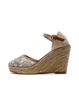 Sandales Compensées Bleu/Fleurs Femme Beppi 1