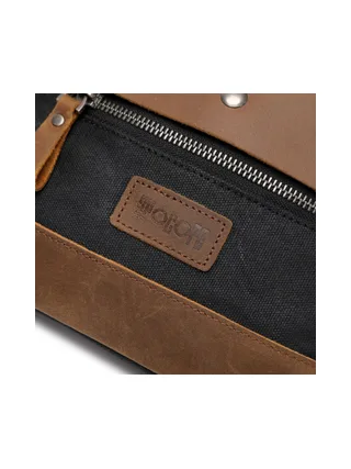 JEFF - Pochette banane en cuir véritable et toile enduite - Bleu 31