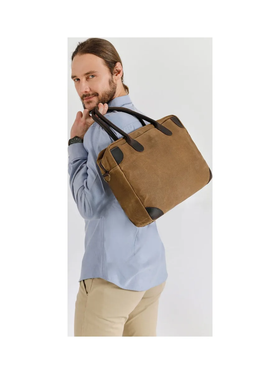 YANN - Sacoche en cuir véritable et toile enduite - Bleu 48