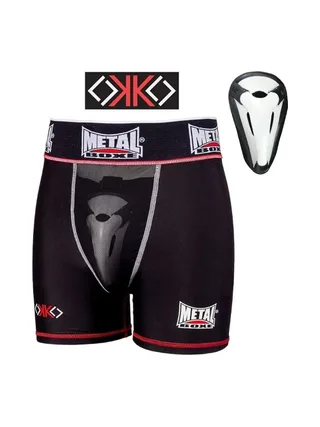 Short de boxe Noir/Rouge Homme Metal Boxe Shorty Extra Cup 2