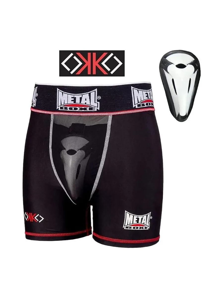 Short de boxe Noir/Rouge Homme Metal Boxe Shorty Extra Cup 3